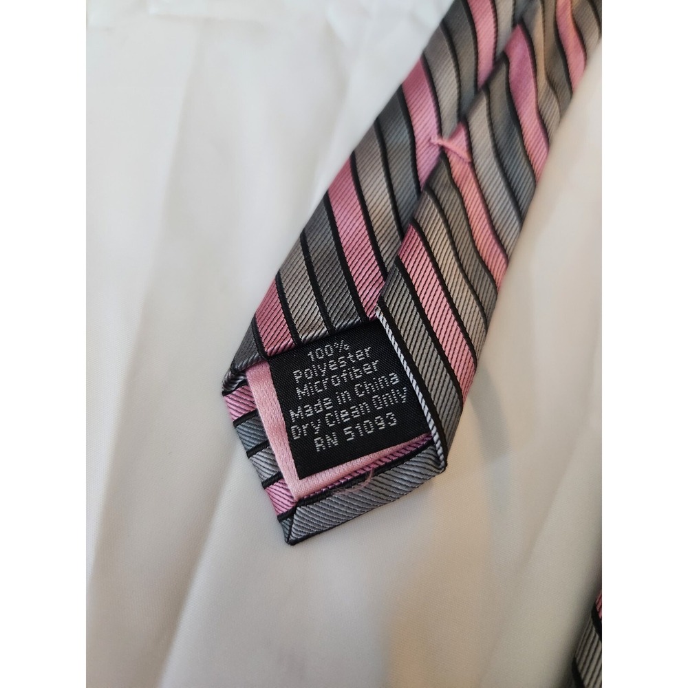 Knots for Hope Susan G‎ Komen Men's Gray, Black and Pink Striped Men's Neck Tie - Picture 7 of 7